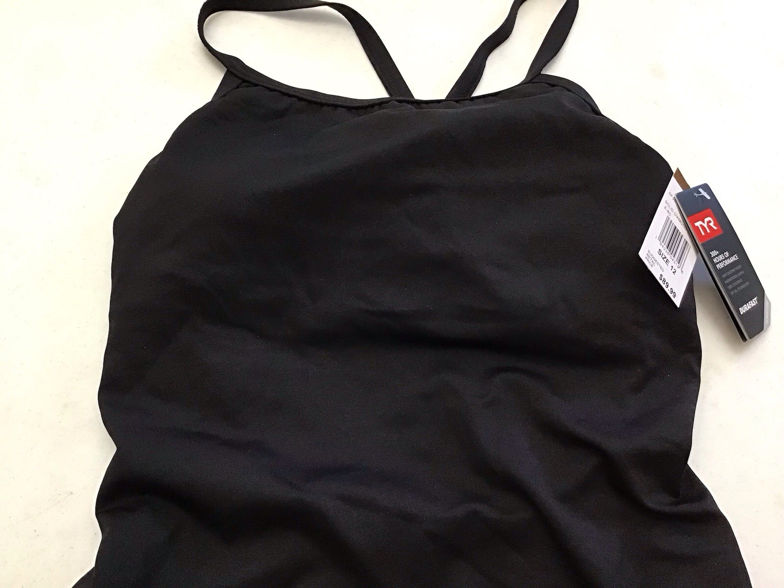 New TYR Women’s Size 12 Solid Diamond Controlfit Swimsuit Black Durafast (G4-2)