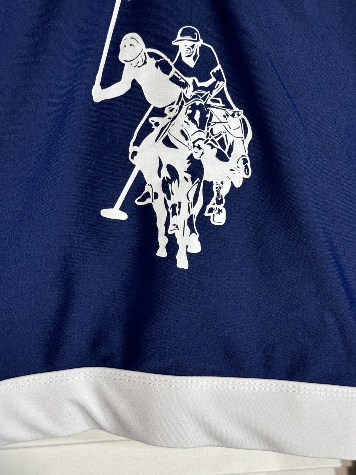 Women’s Rash Guard US Polo Assoc Top Blue Cropped 7/9 Juniors Swim EUC