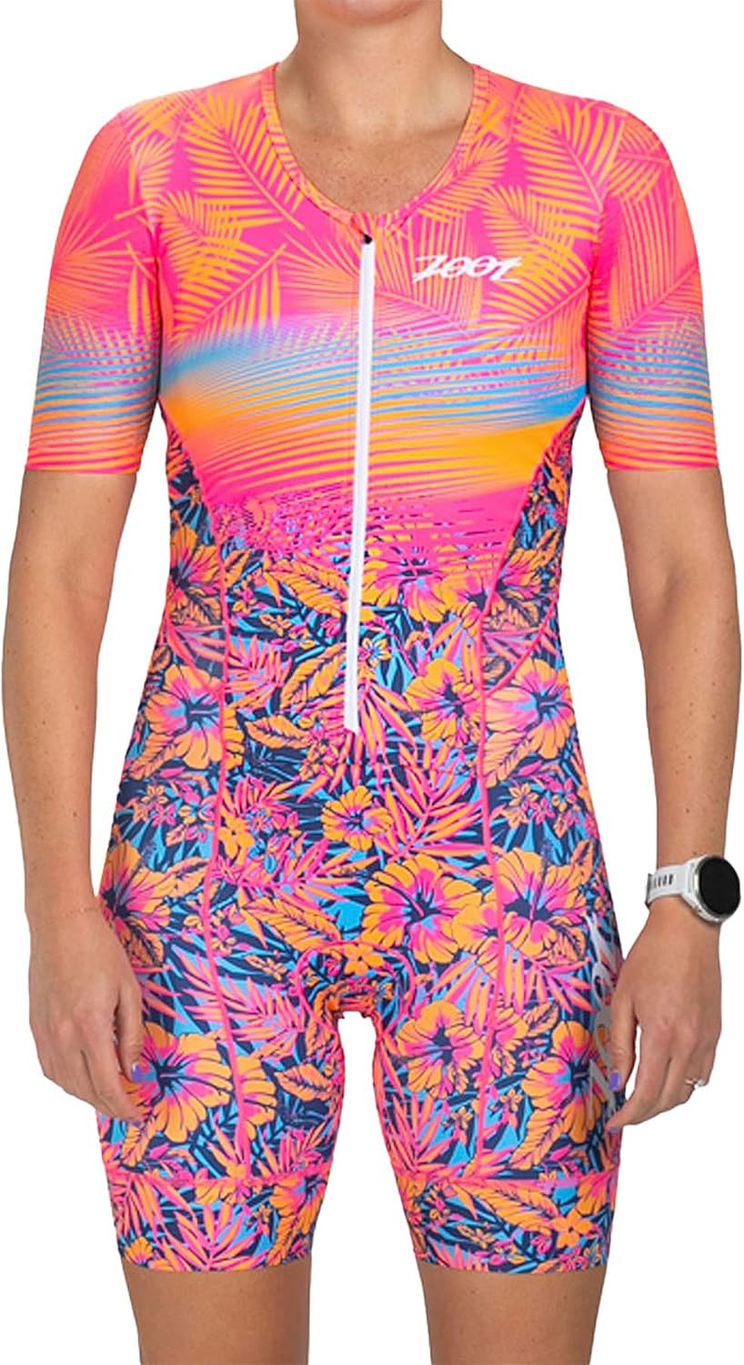Women’S LTD Tri Aero Fz Racesuit, Short Sleeve Aerodynamic Cycle Race Swim Bike
