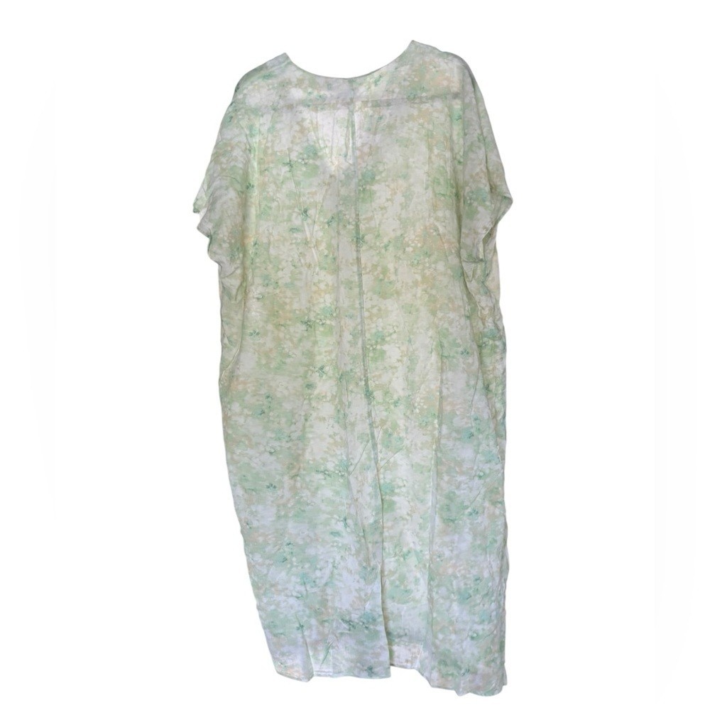 H and M Printed Mint Green Lightweight Kaftan Beach Coverup V Neck Size L
