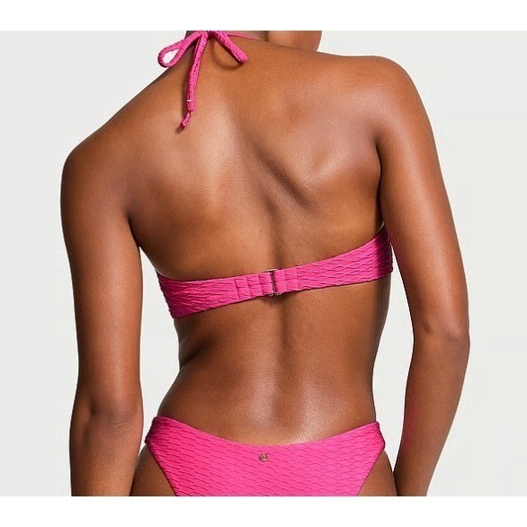 Victoria’s Secret Pink Bandeau Bikini Top Twist Push Up Swim 38DDD NWT Beach