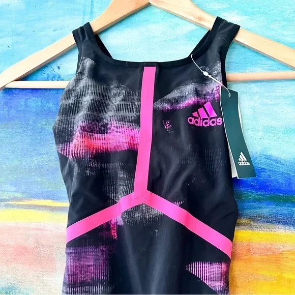 Adidas Womens Adizero Eighteen Closed Back Suit- Black/Pink Techsuit, sz 26