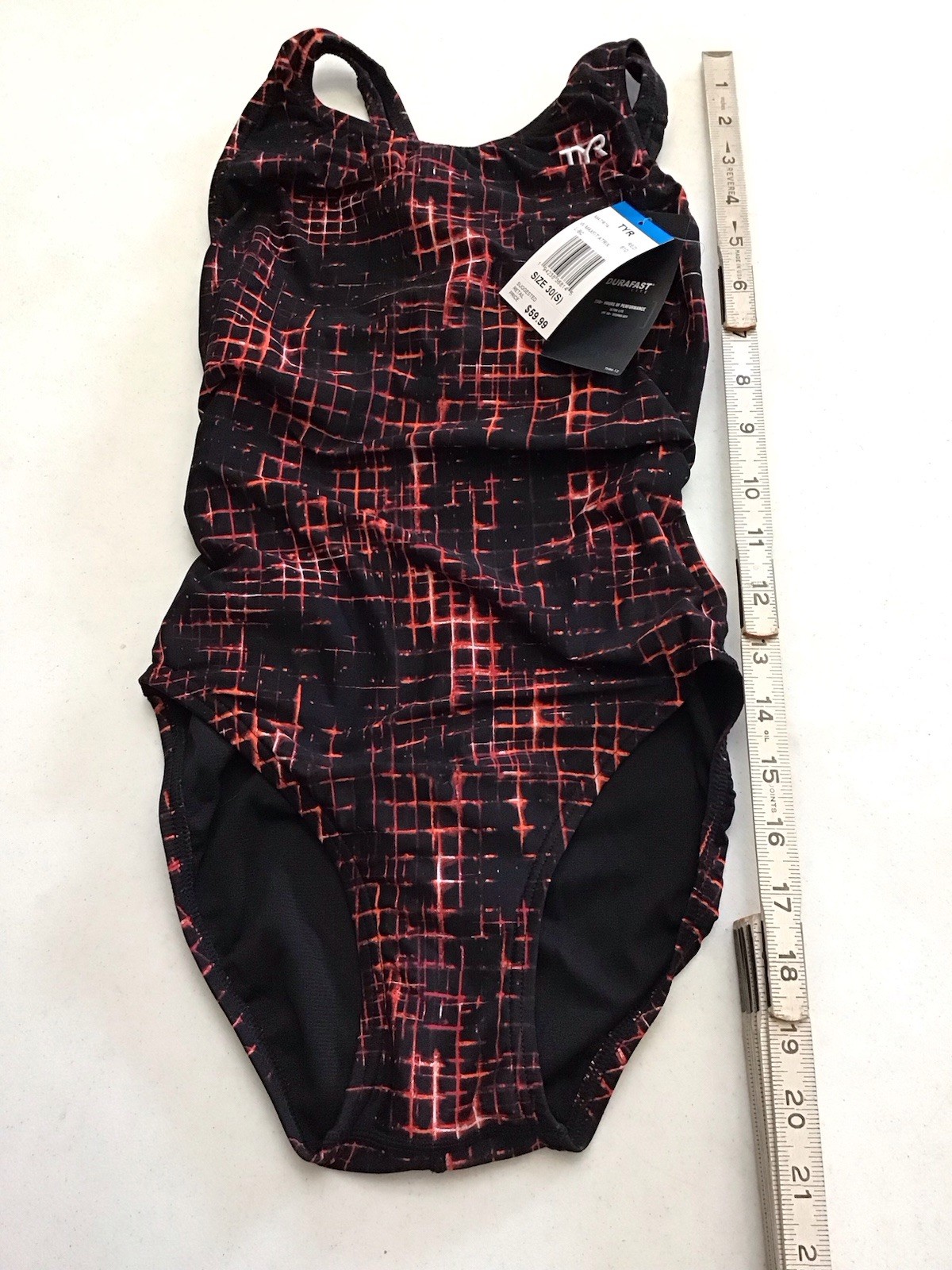 New TYR Women’s Size 30 (S) Atrix Maxfit Swimsuit Black Red Durafast (T12-15)