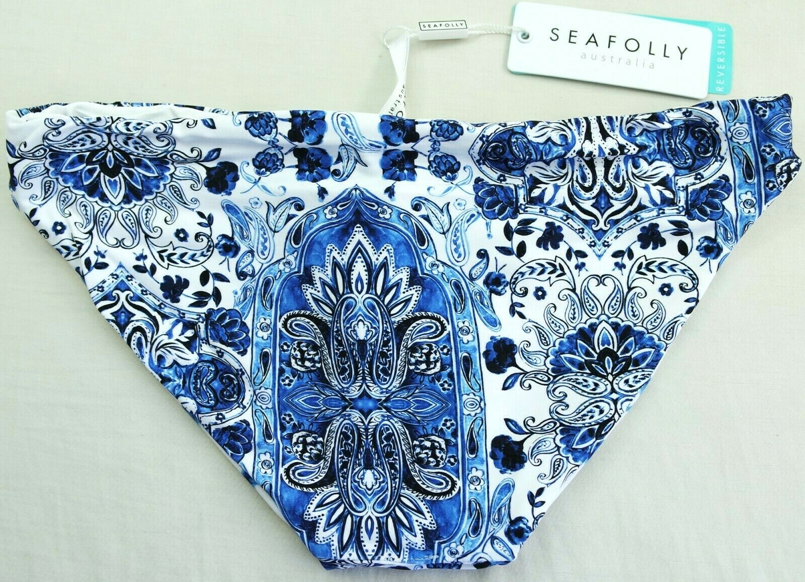 Seafolly Hipster Bikini Swim Bottom 4 6 8 12 Mandala French Blue Reversible New