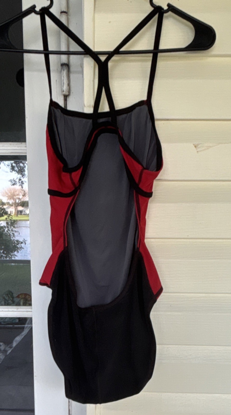Speedo One Piece Competitive Swimwear Swimsuit Black Red Open Back Size 6/32