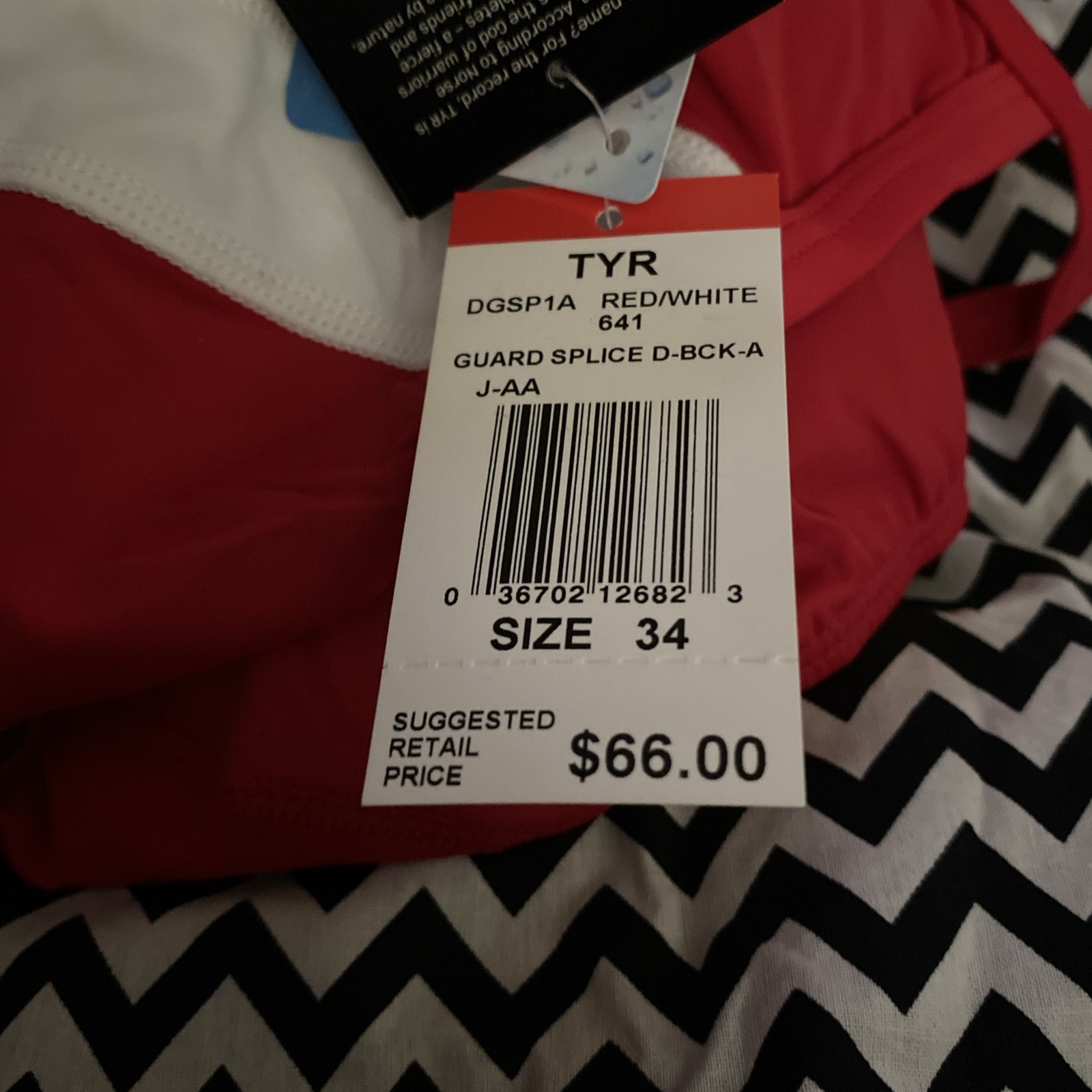 TYR Guard Splice D-BCK-A Women 1 Piece Swimsuit Red/white Size: 34 New