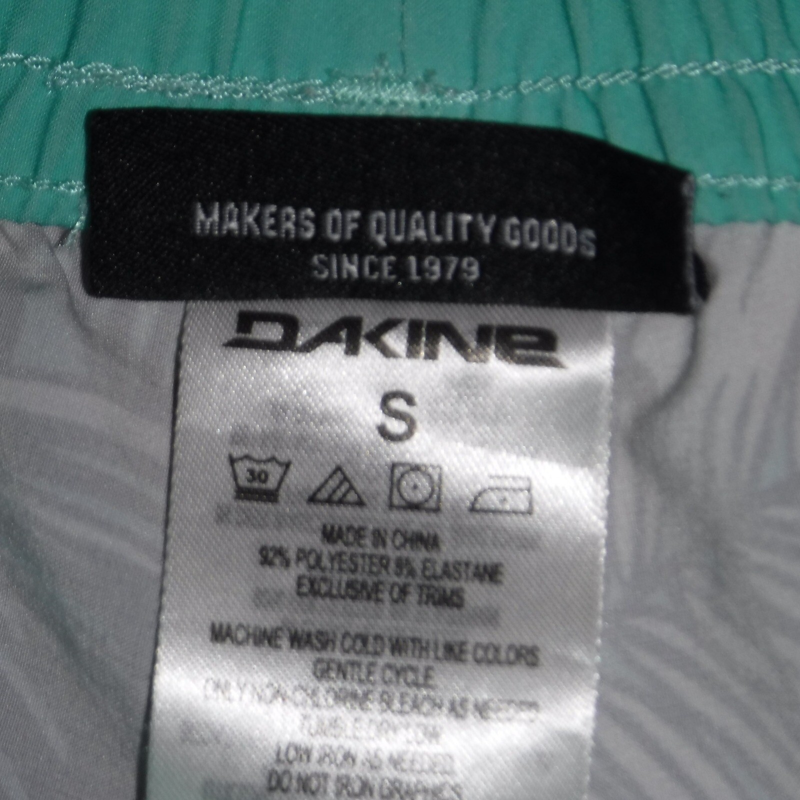 Dakine Palm Print Swim Shorts Elastic Waist Tropical Turquoise S