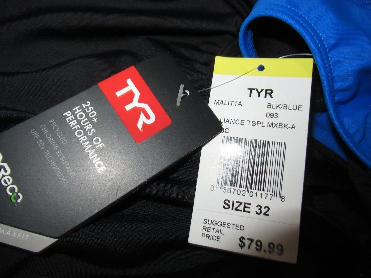 TYR Women’s Sport Alliance T-Splice Maxfit Swimsuit Blue Size 32 New