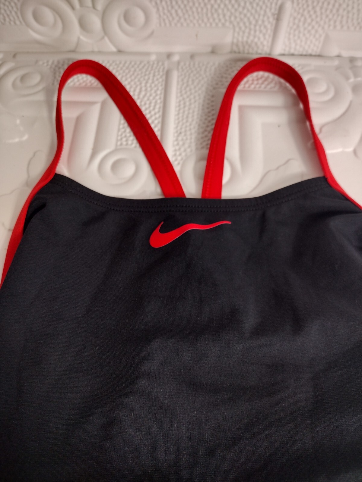 Nike Swimsuit Vex Racerback One Piece Colorblock Black Red Women’s Sz 32/6