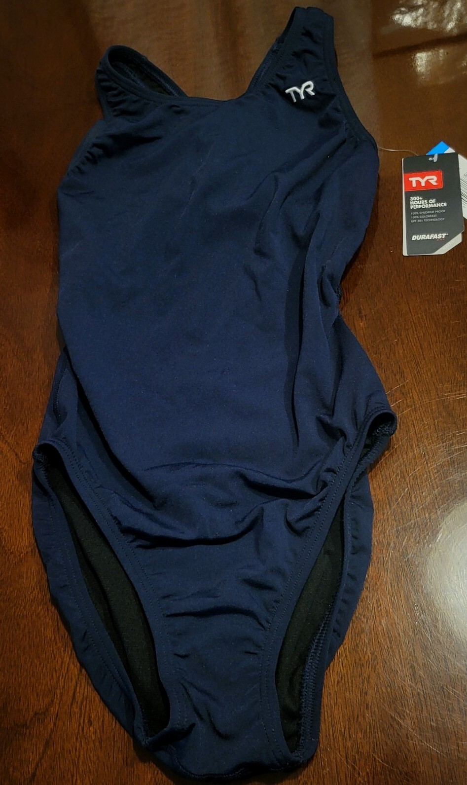 TYR Women’s Size 30 Durafast Maxback Maxfit Navy Blue Swimsuit NWT $70 Swim Suit