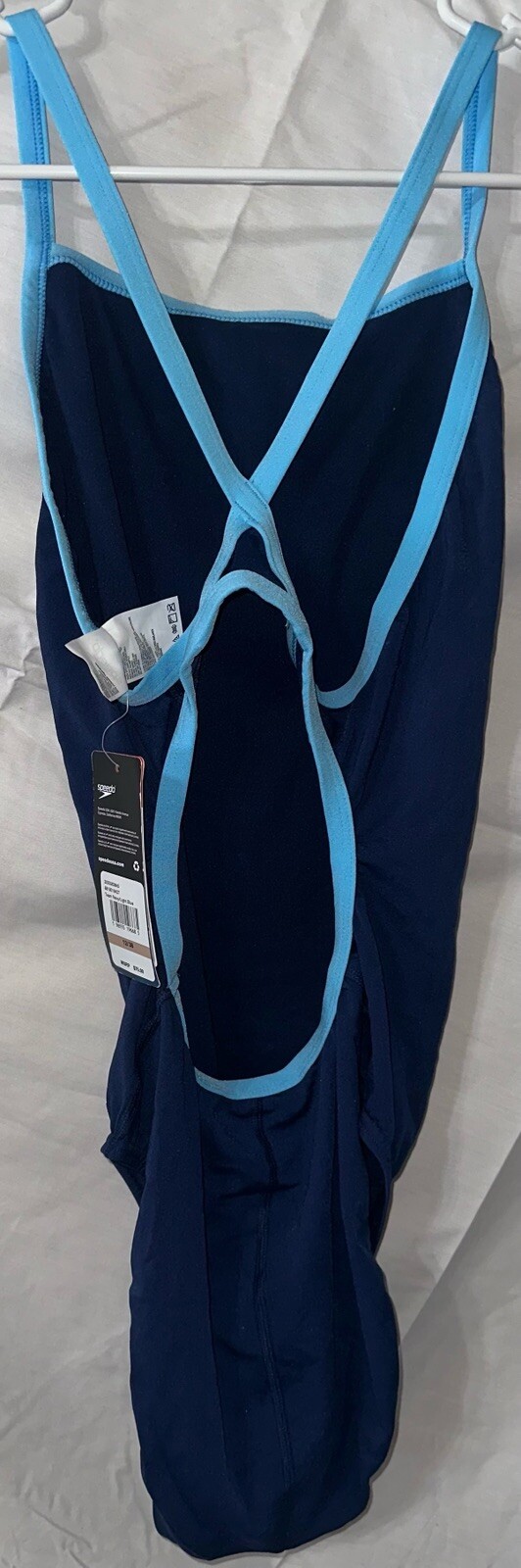 Women’s Solid Flyback Training One Piece Blue/Navy Swimsuit, Size 34