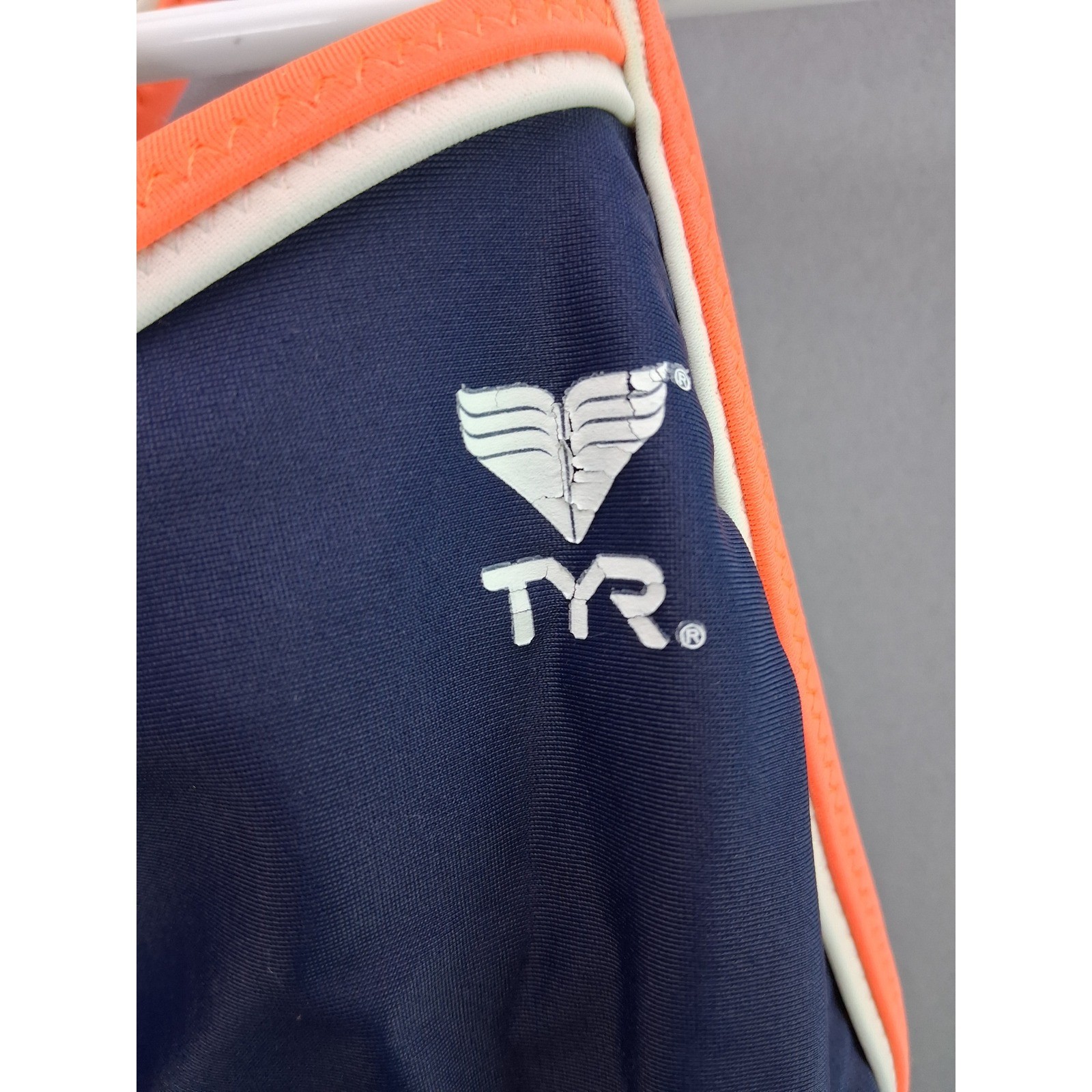 TYR One Piece Swimsuit Competitive Athletic Training Navy Orange Blue 24
