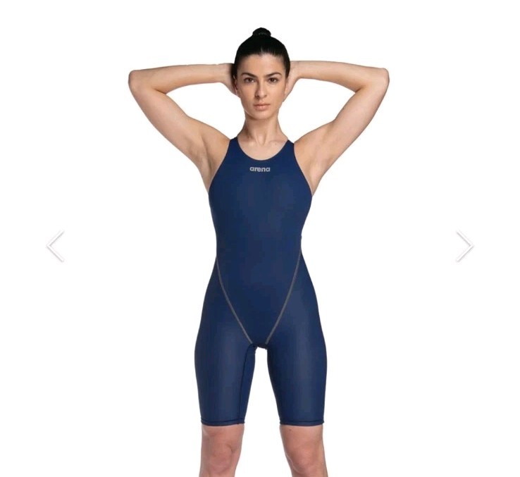 Arena Powerskin ST Next Openback Competition Racing Tech Suit Sz 32 Navy Blue