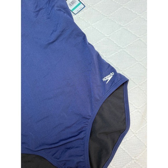 Speedo Swimsuit One Piece Athletic Training Navy Blue Competition Racerback
