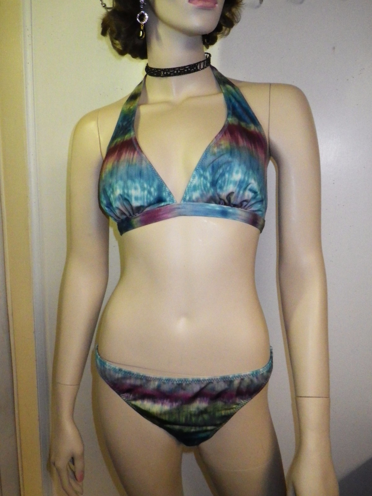 CW LADIES 2 PIECE BIKINI PLUS SIZE XL SWIMSUIT SWIMWEAR POLY SPANDEX TIE DYED