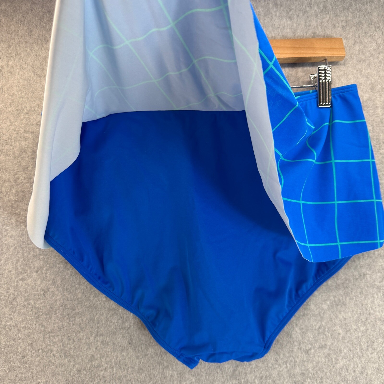 Spanx Swim Skirted Bikini Bottom High Waist Tummy Control Blue Womens Size 12