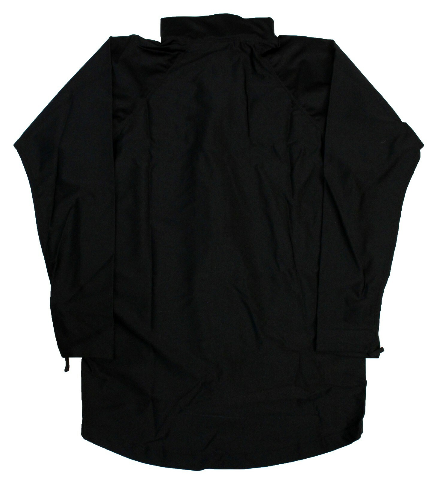 Aeroskin Nylon Long Sleeve Zip Front Hi-Low Swim Rash-guard Top, Black, XL