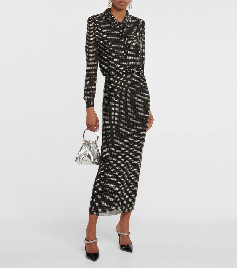 NWOT Self-Portrait Crystal-embellished mesh maxi dress UK 10/ US 6 $750