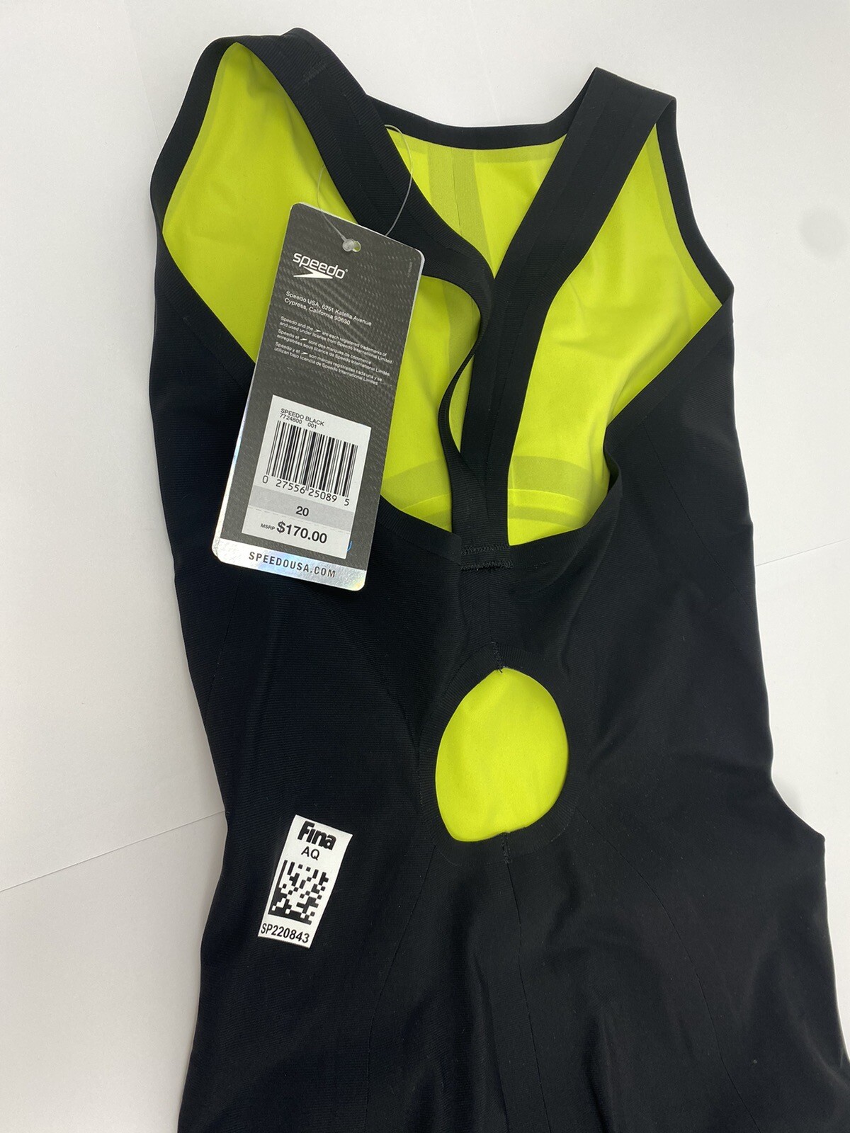 Speedo 20 Female Swimsuit Powerplus Racing Performance Kneeskin Black NWT