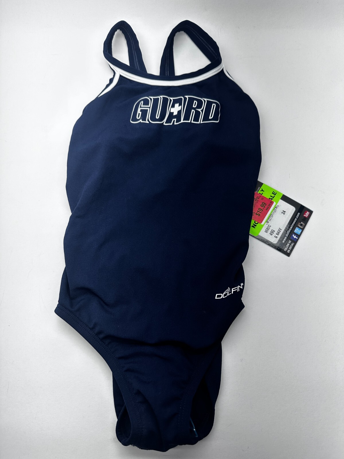 Dolfin Female Lifeguard DBX Color Navy Swimsuit 9582C One Piece Size 24 49G