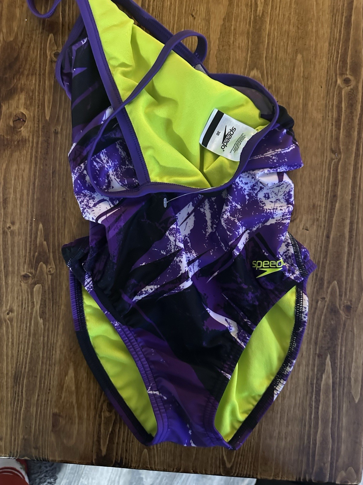 Women’s Bolted Flyback One Piece Speedo Purple, White And Green, Size 30