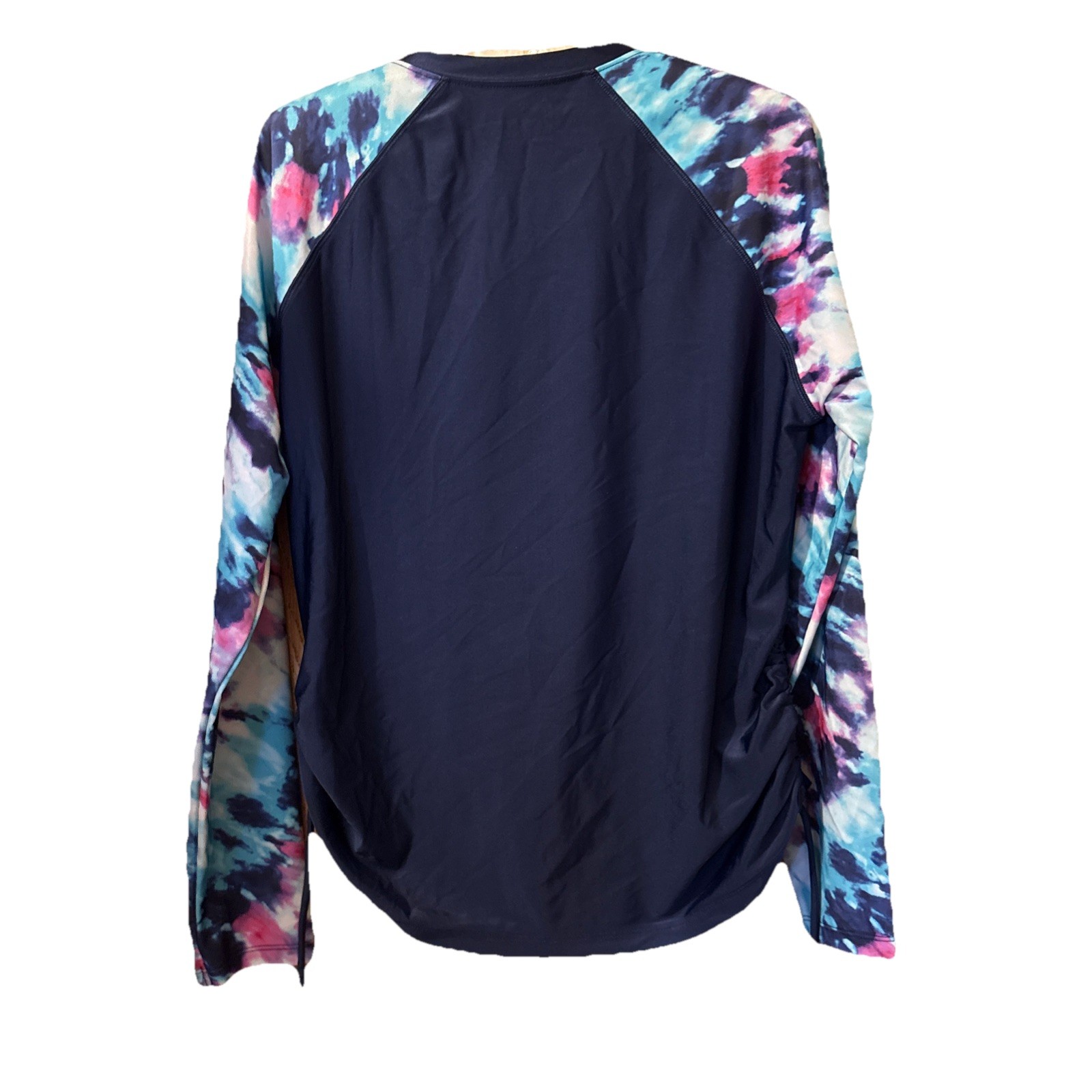 Free Country Women’s Size Large Long Sleeve Rashguard Shirt Zip UPF 50 Navy