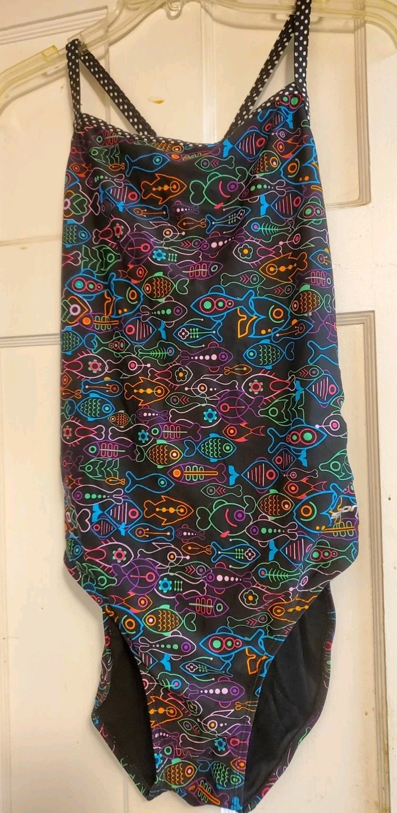 Sporti Fish Print Keyhole Racer Back Swimteam 1 Pc Swimsuit Size 40 (14) Women’s