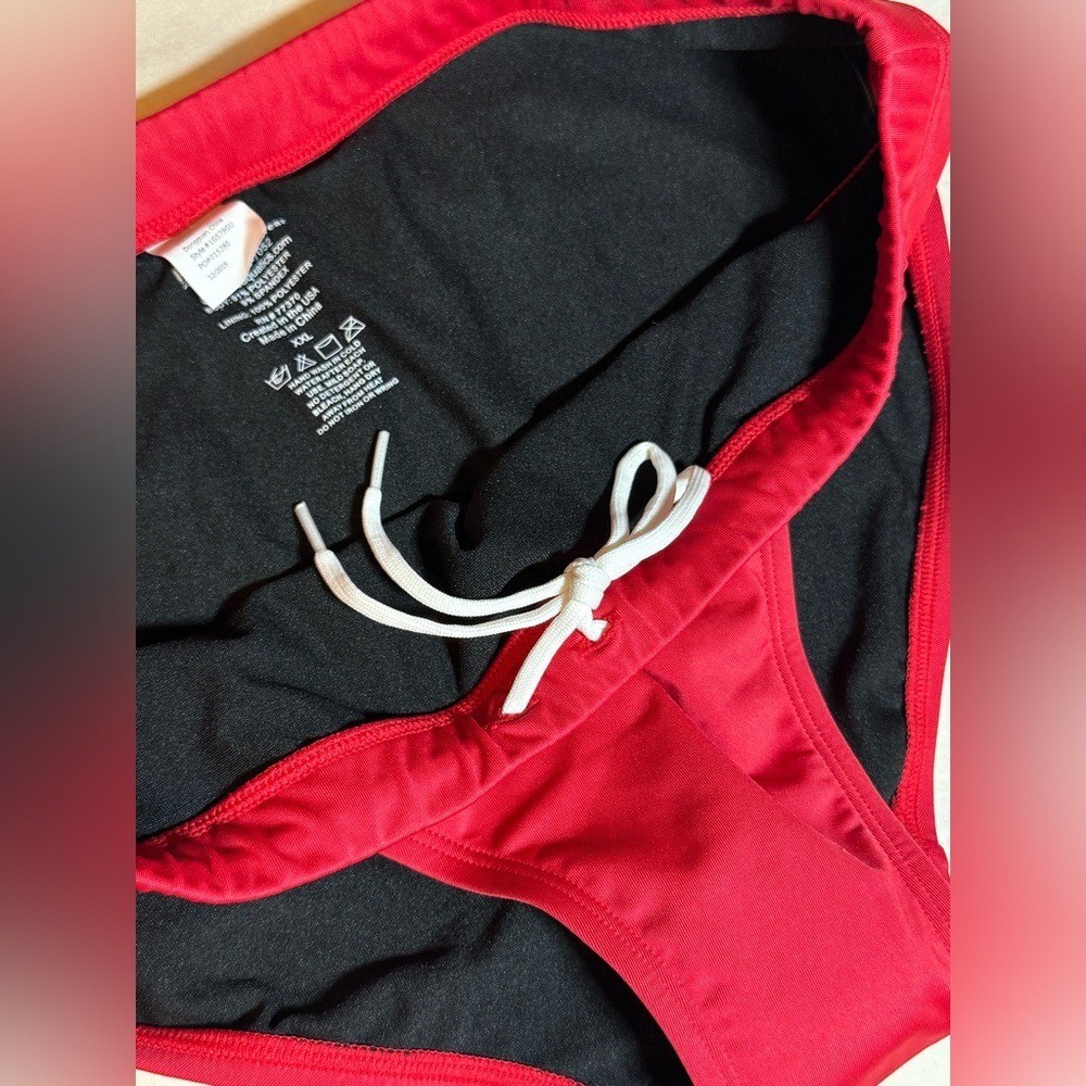 Red Lifeguard Bikini Bottoms Guard Print Rise Aquatics XXL Womens