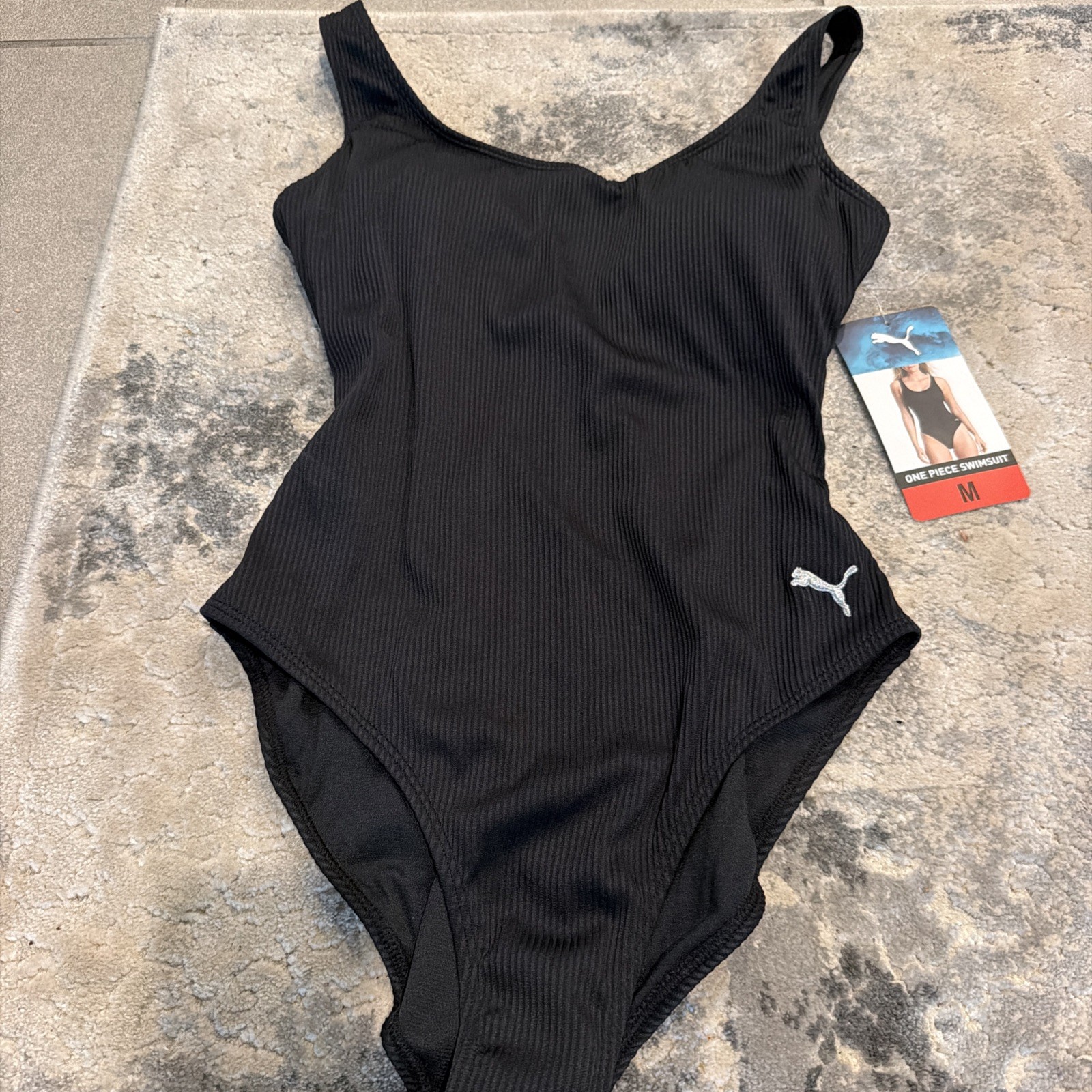 PUMA Women’s One Piece Swimsuit Black Size M UPF 50+ Chlorine Resistant