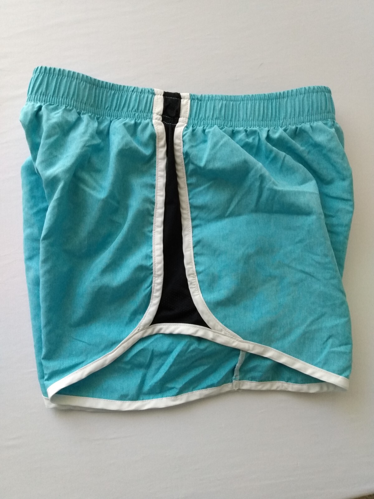 Raya Sun Shorts Women’s Large Track Run Swim Lined Side Stripe Aqua Black