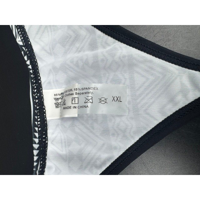 Womens XXL Black White Geometric Tribal Print Racerback Active Swim Top NEW