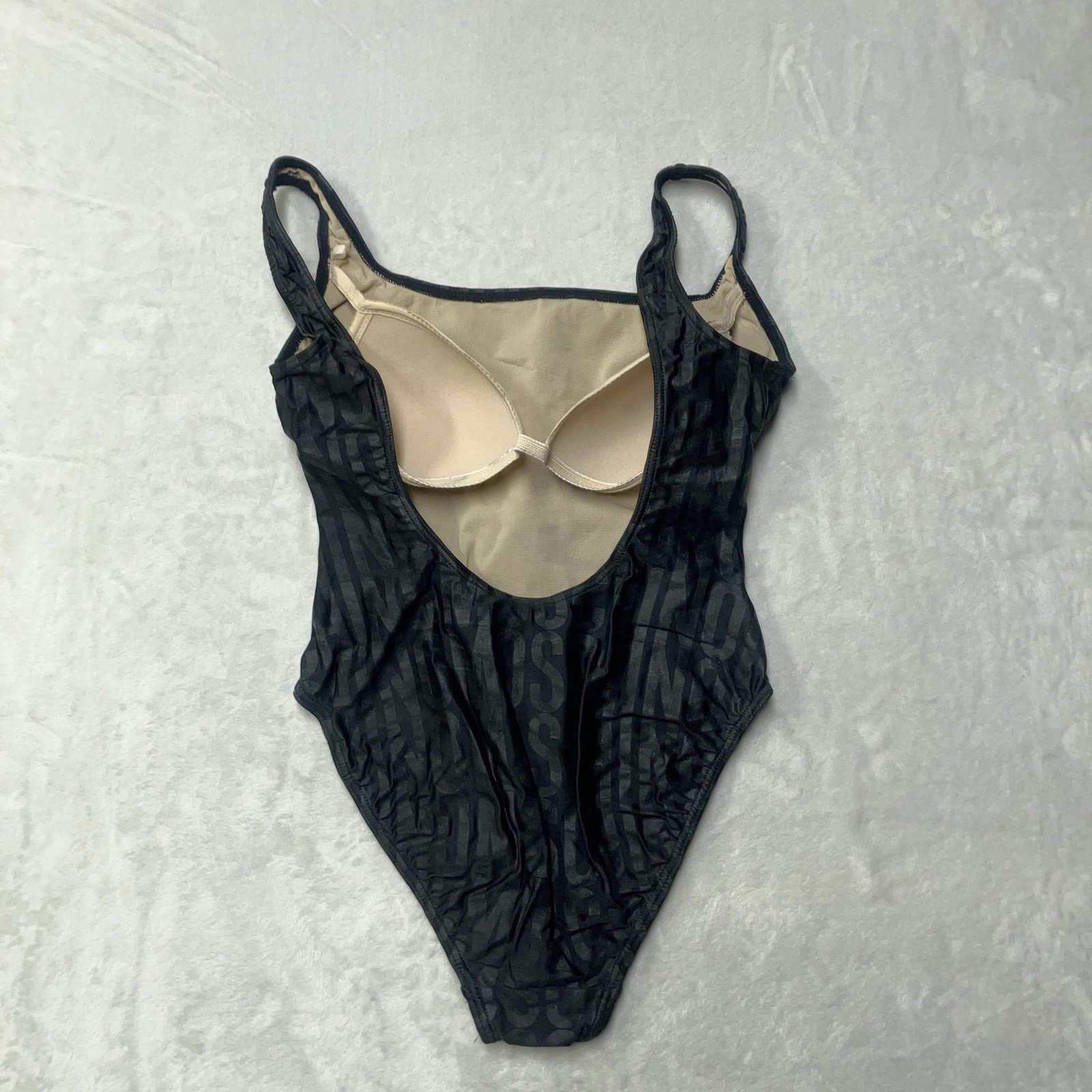 Rare Moschino Cheap and Chic One Piece Swim Suit Logo Black Padded Swim *READ