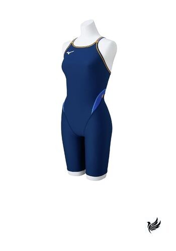 Mizuno Women’s Exersuit Half Suit Navy x Gold Fusion x Capri Breeze Size S