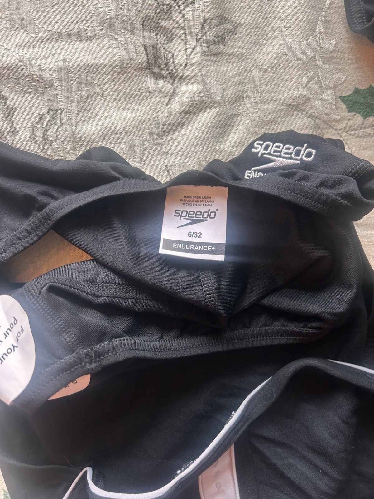 Speedo Endurance+ Women’s Competitive Skimpy Thin Strap Swimsuit Black 6/32