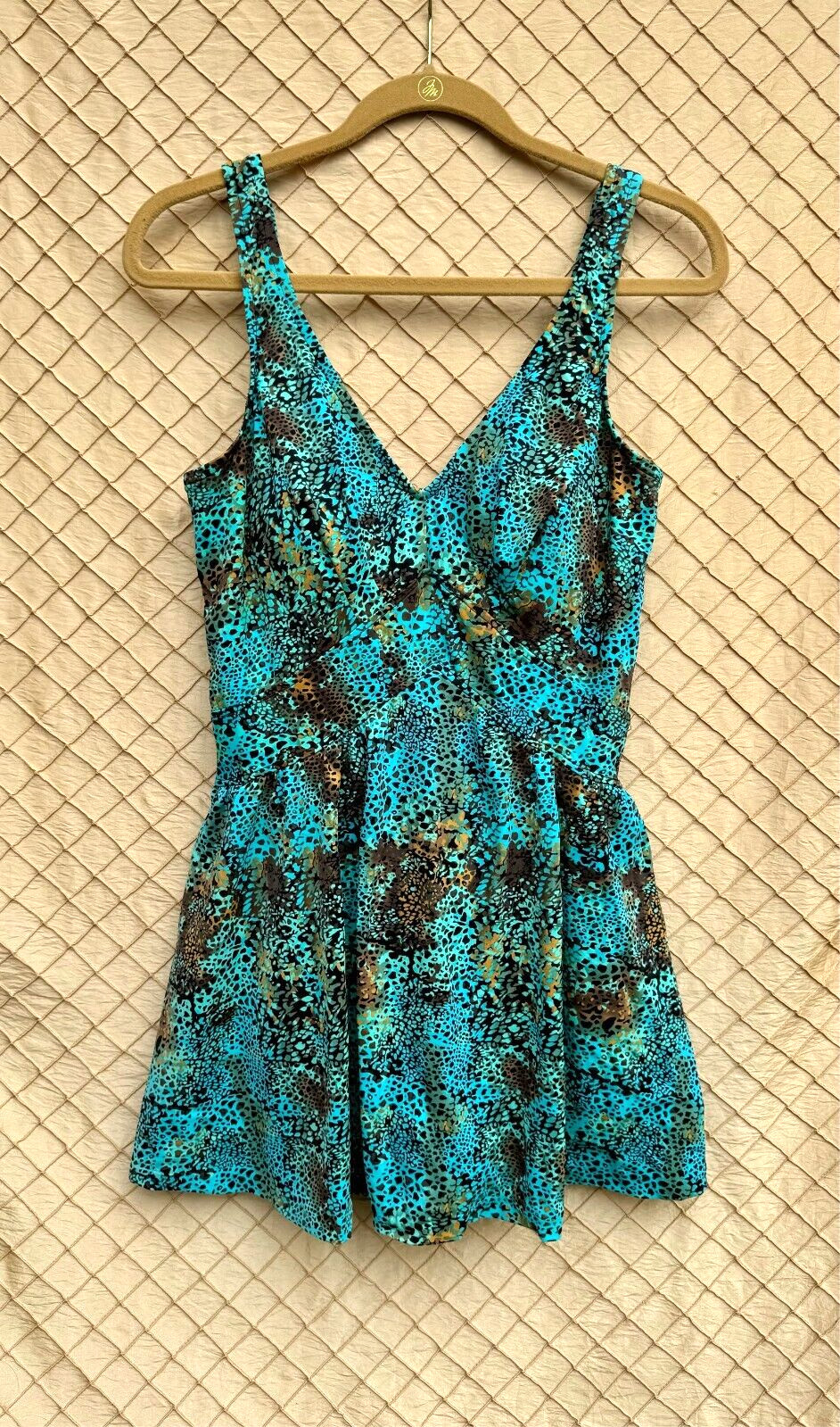 Maxine Size 18 Women’s Turquoise print one piece skirted swimsuit