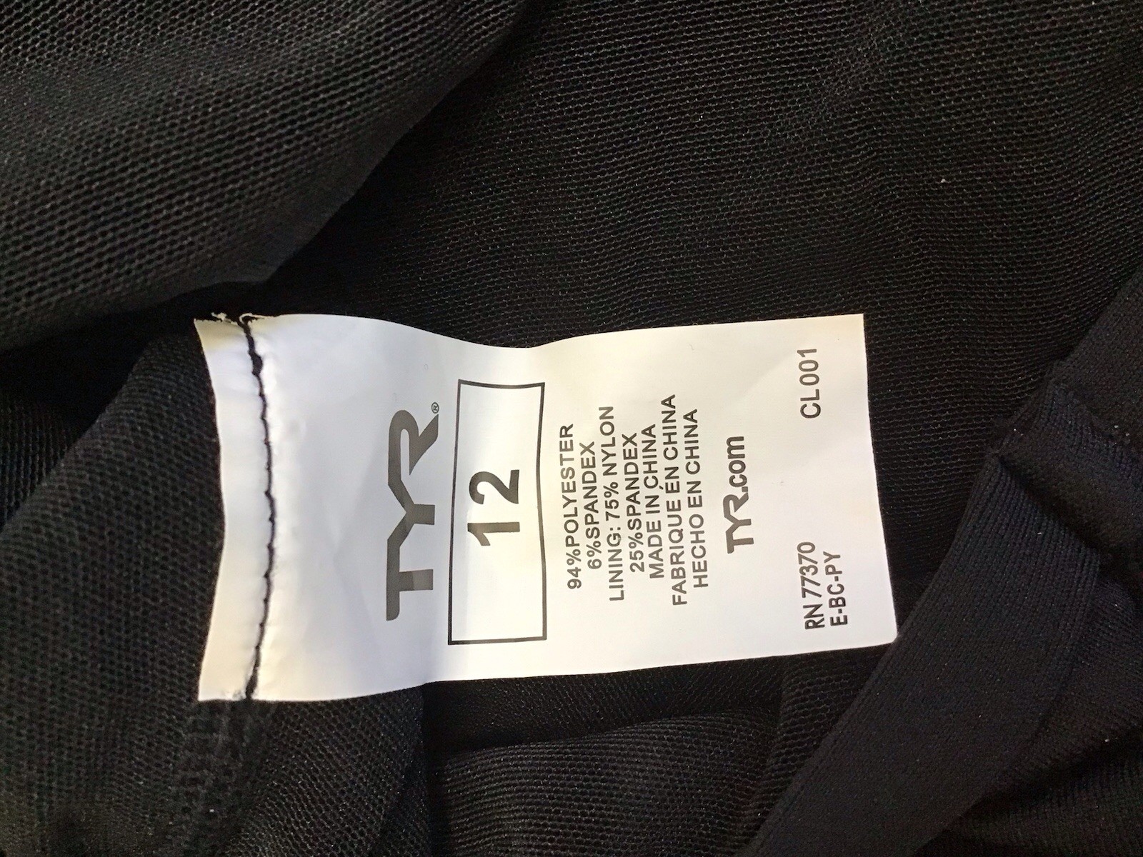 New TYR Women’s Size 12 Solid Diamond Controlfit Swimsuit Black Durafast (G4-2)