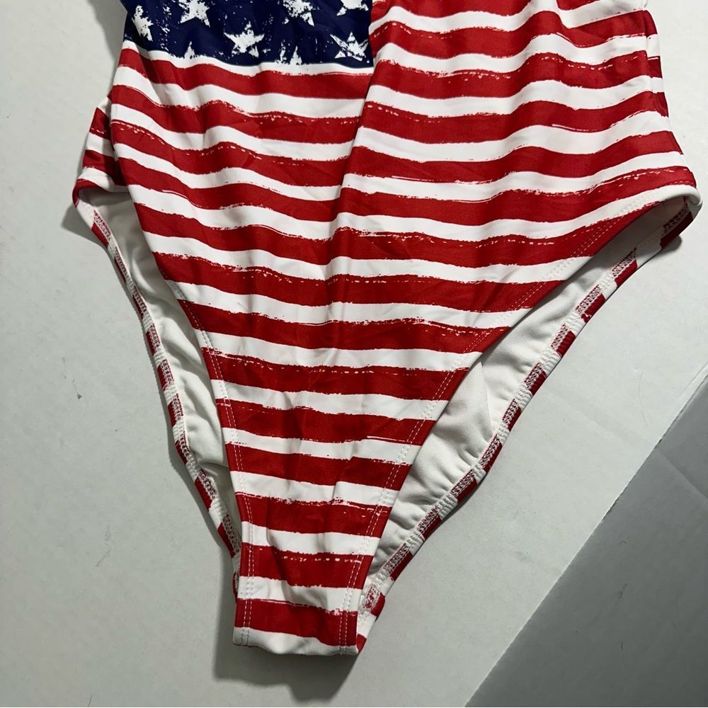 XHILARATION USA RED WHITE BLUE One Piece Swimsuit LARGE PATRIOTIC
