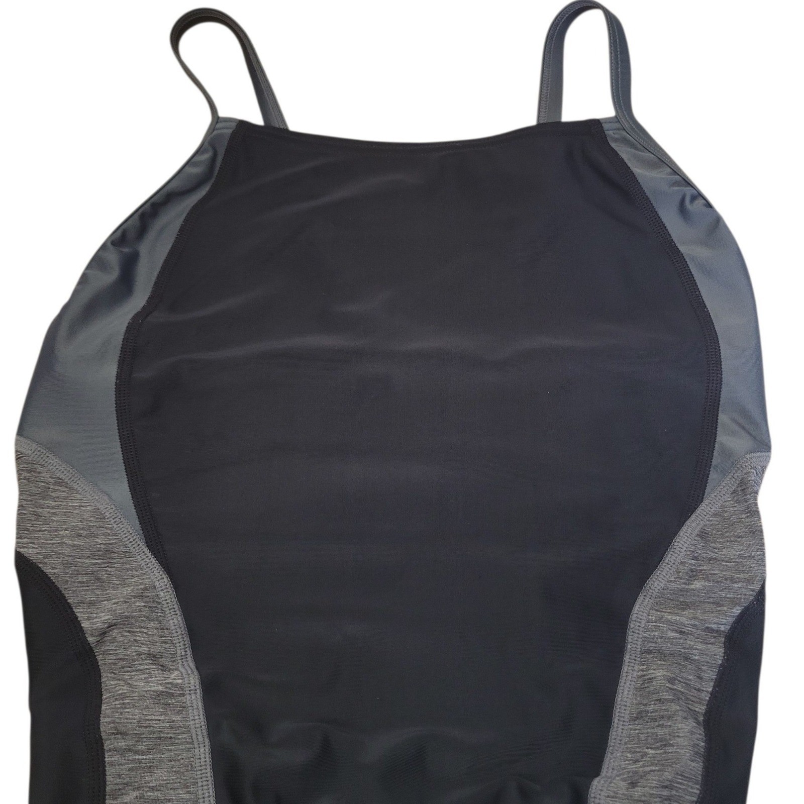 Speedo Pro LT One piece Swimsuit 10/36 Black Grey Colorblock Crossback C670