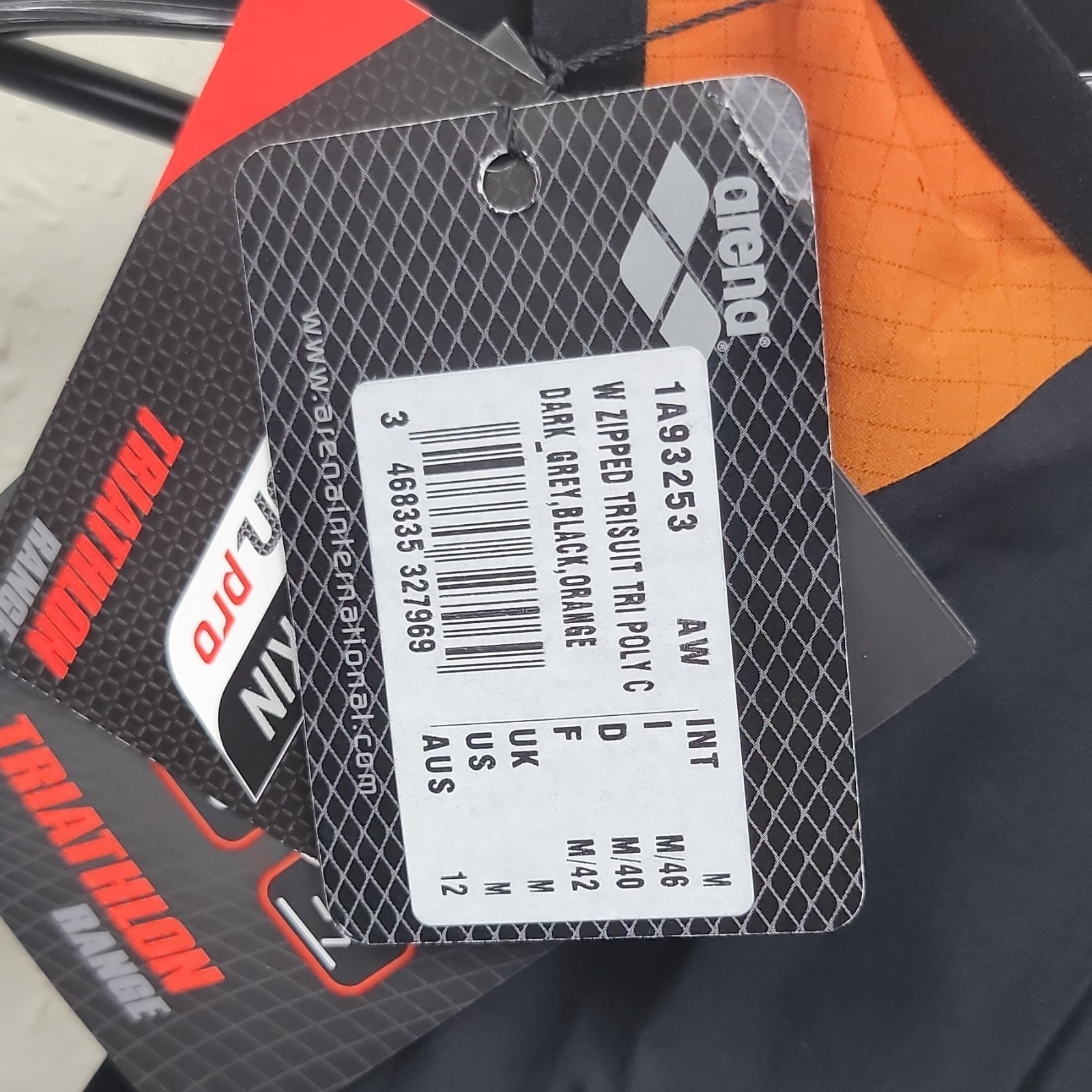 Arena Women’s Zipped Trisuit Triathlon Dark Grey/Black/Orange M (US 12)