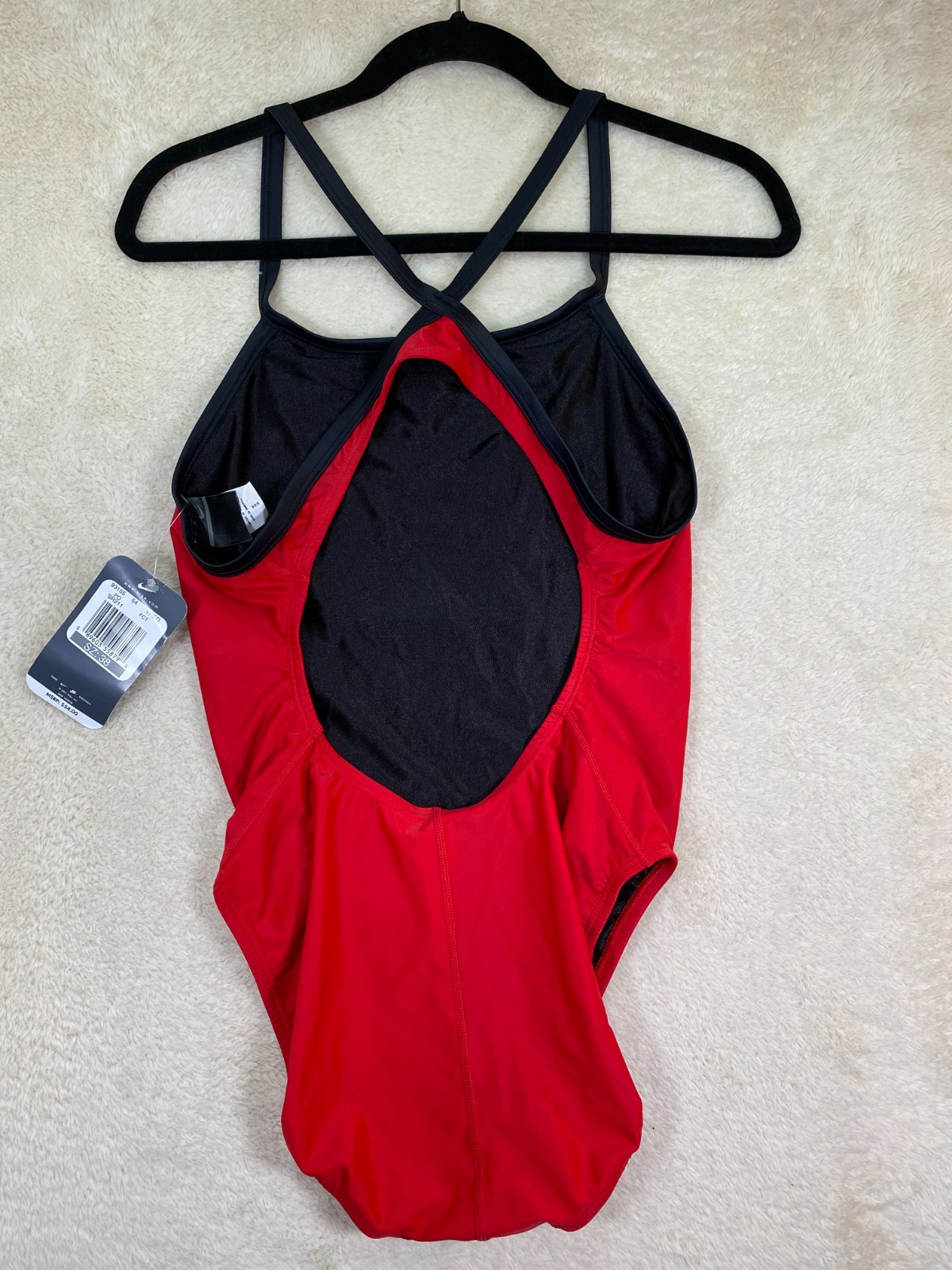 Nike One Piece Swimsuit Red Racerback Cutout Athletic Swim SZ 38 NWT