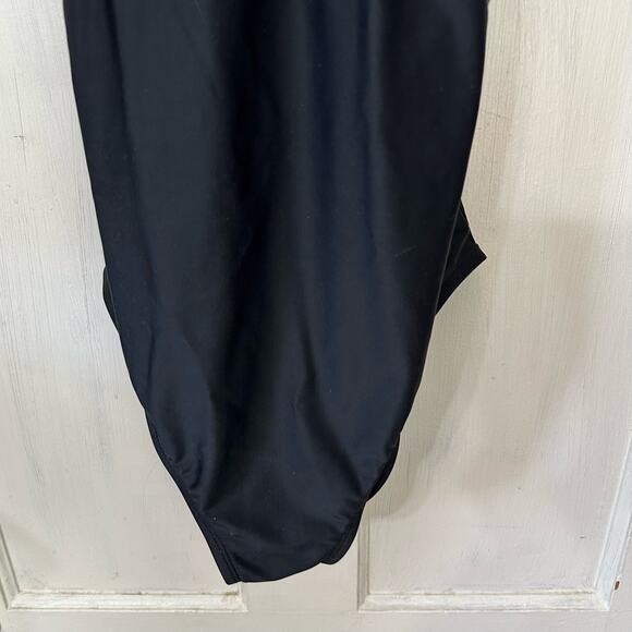 Time and True Womens Solid Black One Piece Swimsuit Large Pool Workout Beach