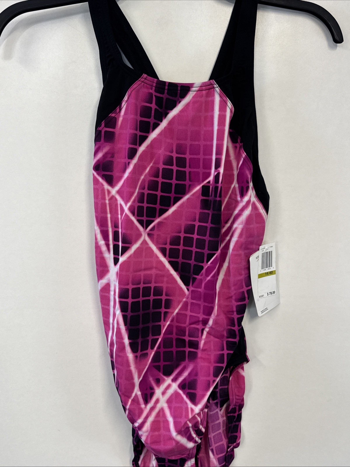 Speedo Womens Endurance Swimsuit One Piece Proback 10/36 Pink Black Patterned