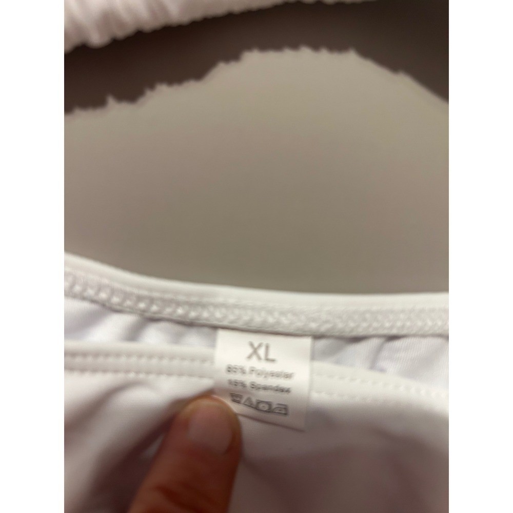 Womens White Triangle Bikini Set High Cut Cheeky Two Piece Swimsuit Size XL