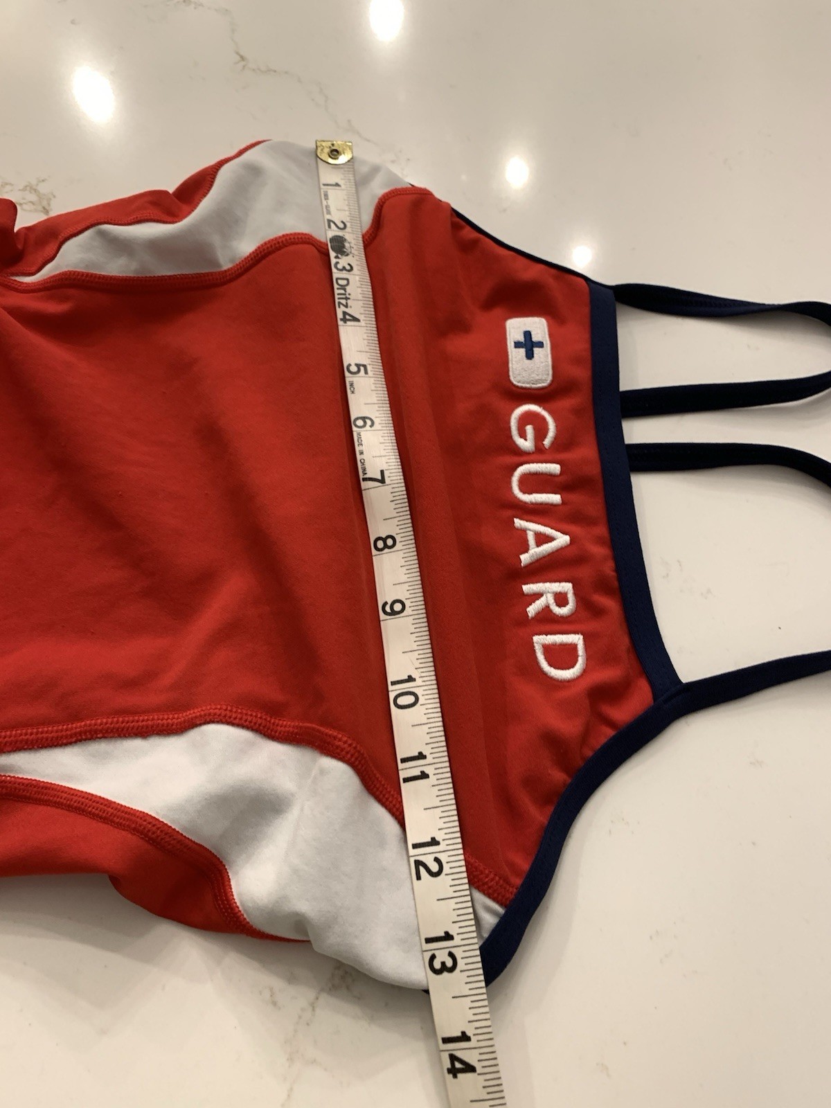 Speedo GUARD Swimsuit Red One Piece Embroidered Bathing Suit Size 32 Endurance