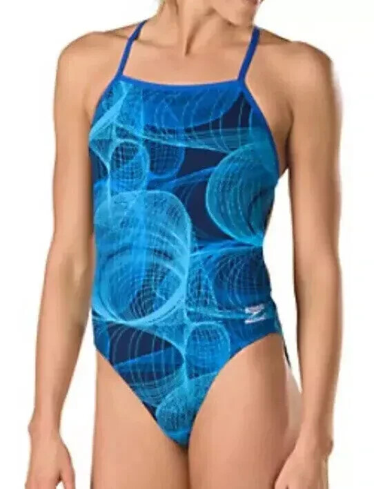 NWT SPEEDO Girl 26 Competition Swimsuit Cyclone Strong Endurance+ $84 Blue Swim