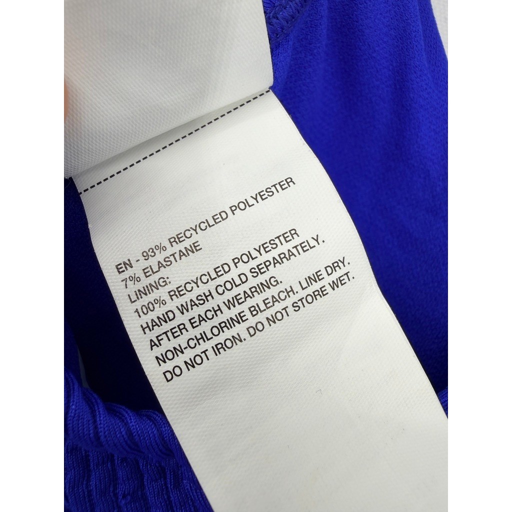 Nike Ribbed Cross Back One Piece Swimsuit Blue XL NWOT