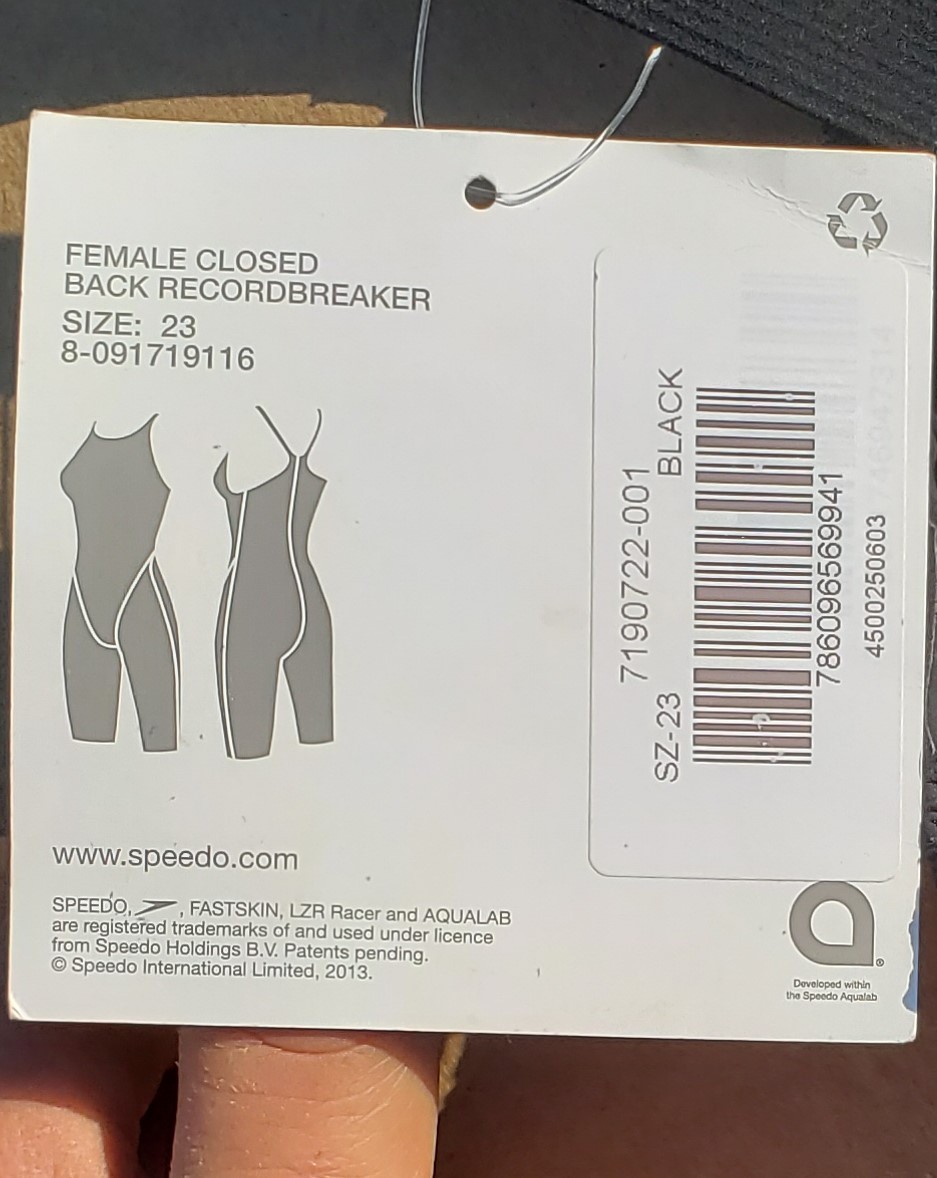 Speedo Recordbreaker Womens Girls Swimsuit Racing Training Size 23 Torn Strap