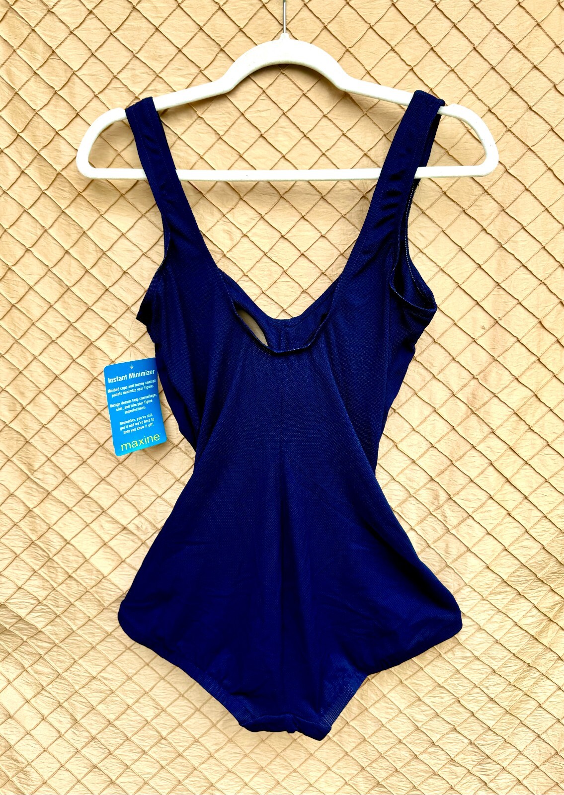 Maxine Instant Minimizer One Piece Navy Swimsuit Size 14 built-in bra