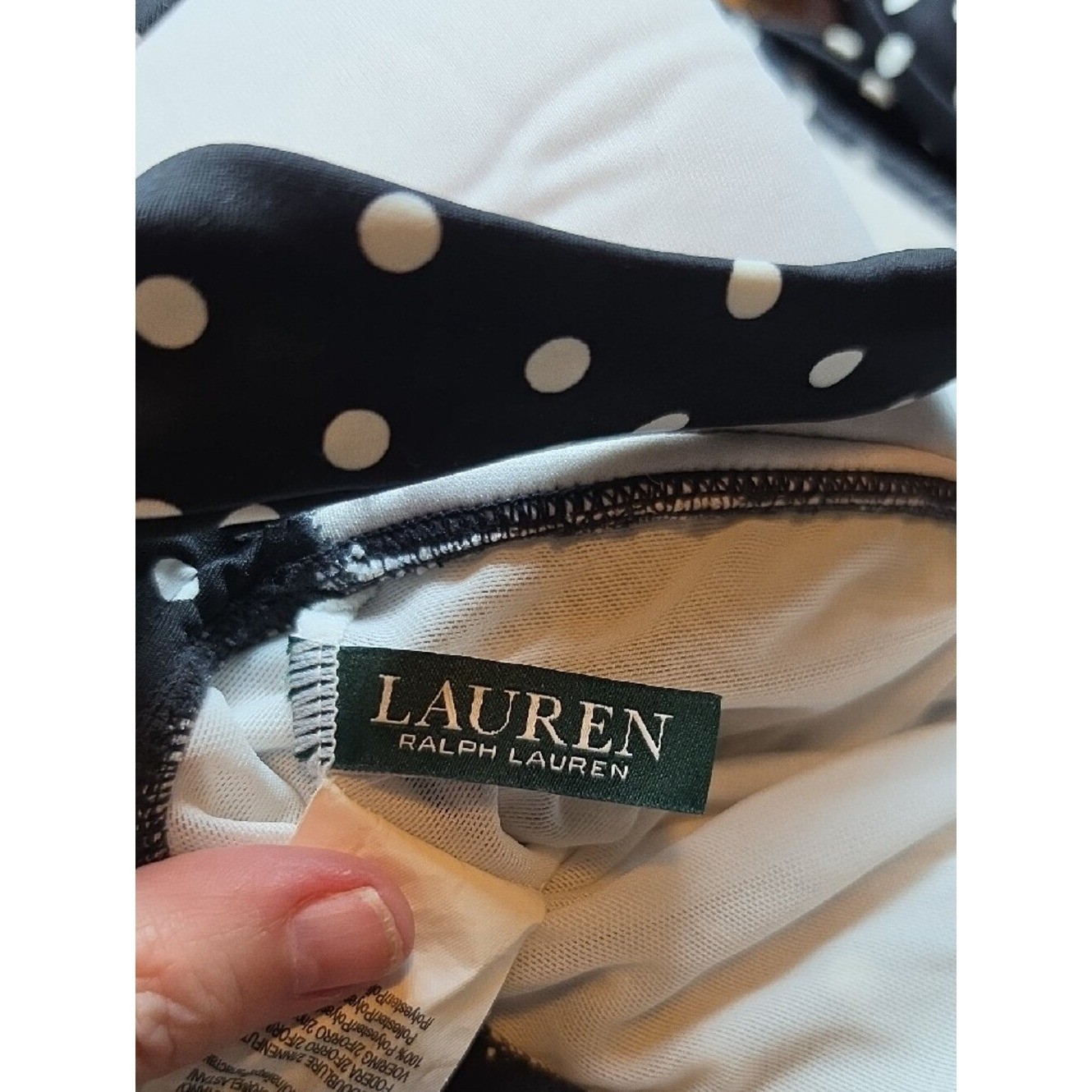 LAUREN RALPH LAUREN | Polka Dot Swimdress Tummy Control Ruched One Piece | 8