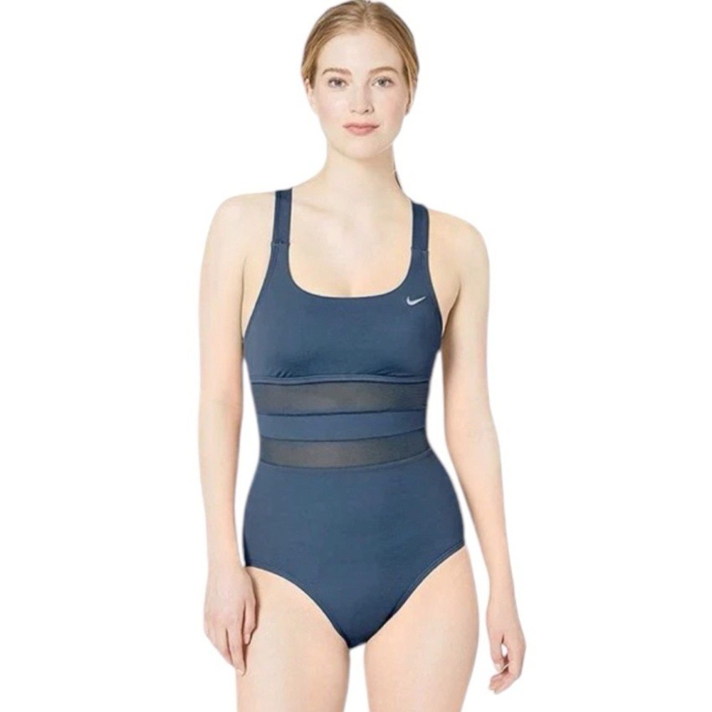 Nike Swim Solid Mesh V-Back One Piece NES9365-001 L